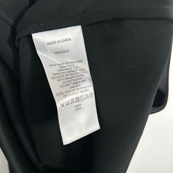 New Quince Women’s XS Washable Silk Midi Slip Dress Rich Black Satin Retro 4469 - Picture 10 of 12